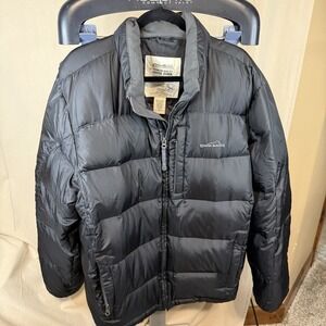 Eddie Bauer Premium Goose Down Black Men's Large Parka